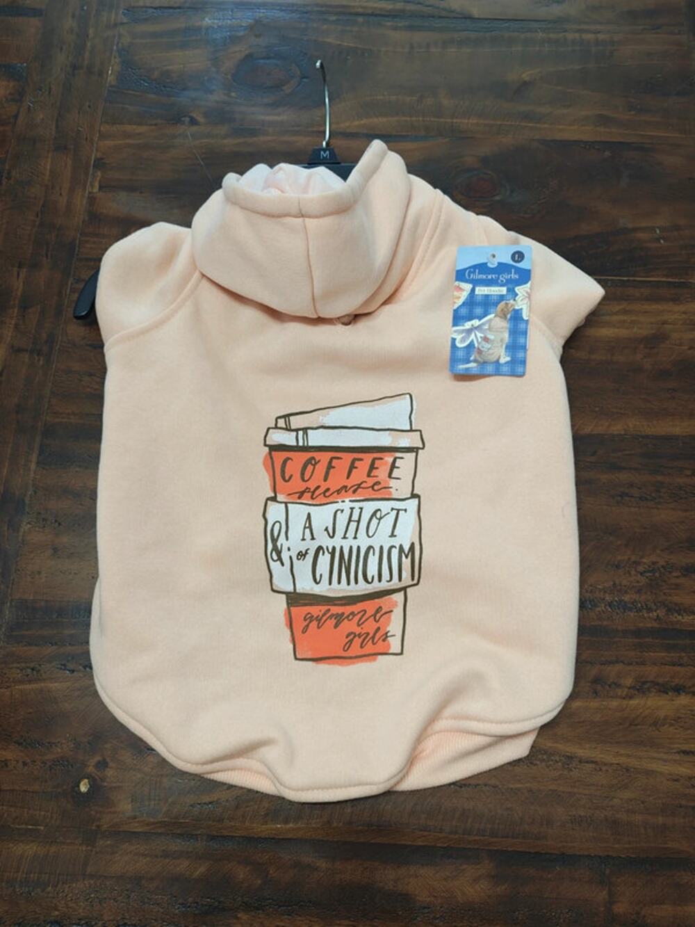Gilmore Girls Coffee & Cynicism Pet Dog Hoodie Sweatshirt Peach NWT